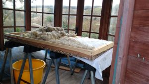 making a felted fleece rug