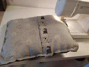 sewing the back of the cushion on