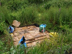 covering weeds eith cardboard