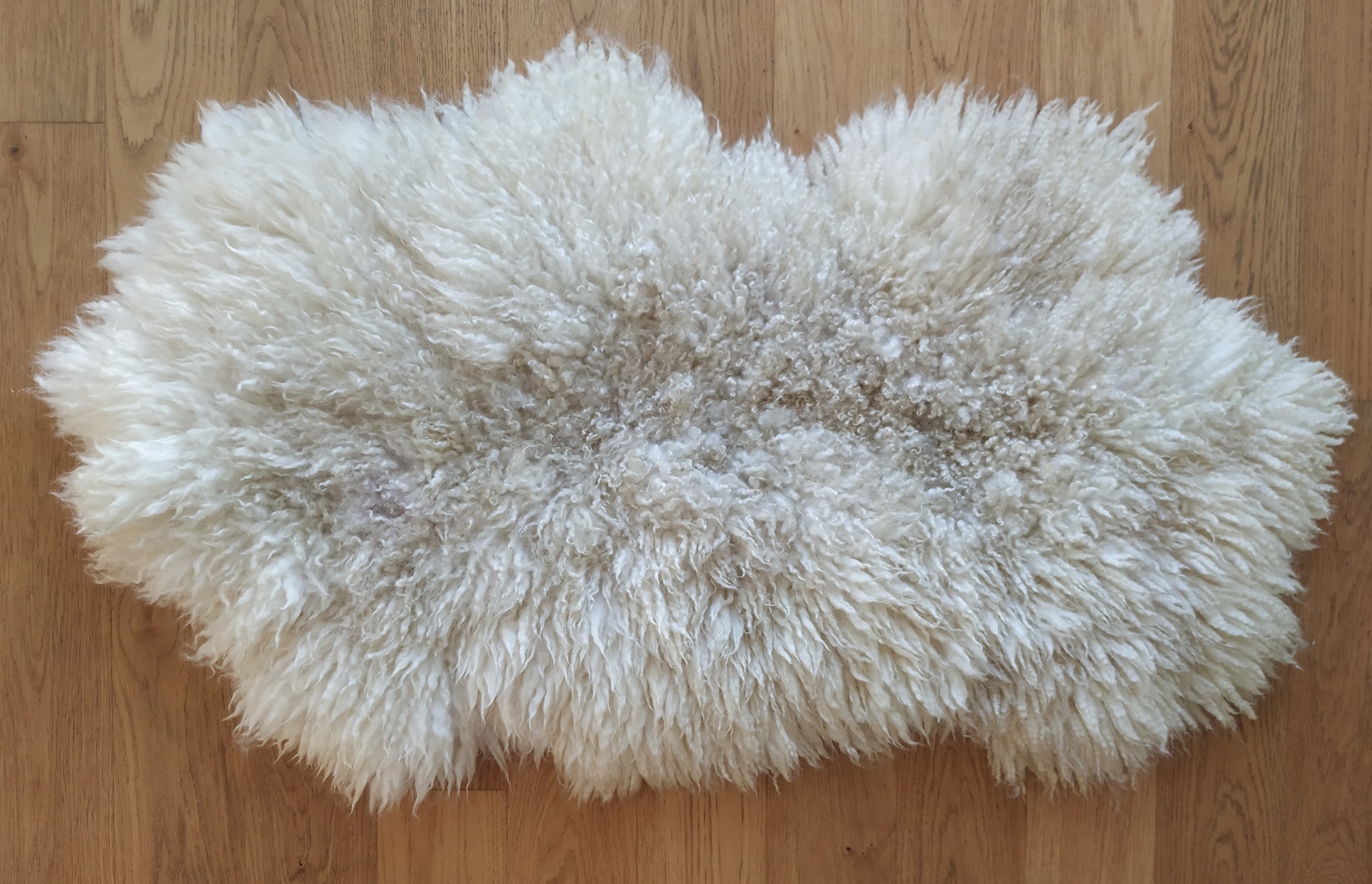 Felted fleece "sheepskin" rug, cream, long, 'shaggy' locks, 39" x 22" - Cheviot Hog fleece - Image 2
