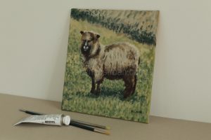 Pictures of sheep in the Scottish countryside - Yggy original acrylic painting