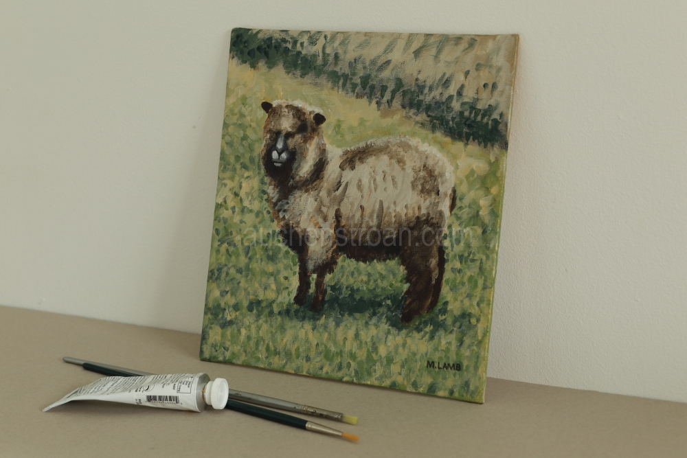 Pictures of Coloured Ryeland sheep - Yggy original acrylic painting