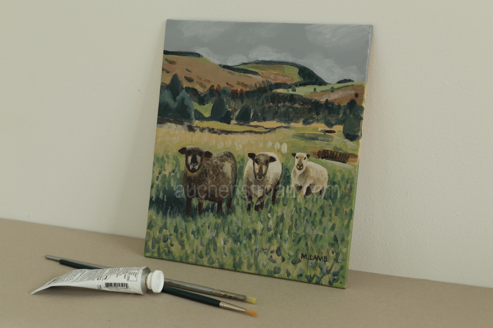 Pictures of rural Scotland - Yin Yarr & Yogi original acrylic painting