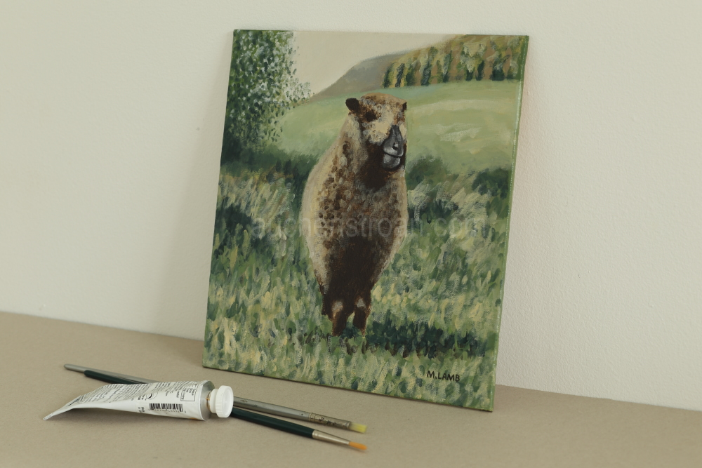 sheep picture - original acrylic painting - Ynca